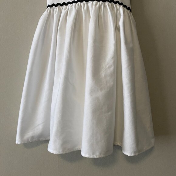 Handmade Children's 100% Cotton White Grosgrain Black Tie Spaghetti Strap Dress - Picture 8 of 10